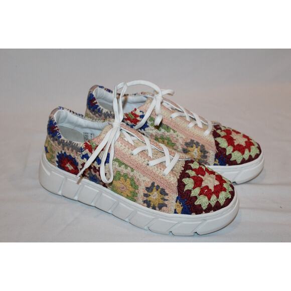 NIB Free People Catch Me If You Can Crochet Patchwork Sneakers Multi EU 40 - Picture 4 of 7